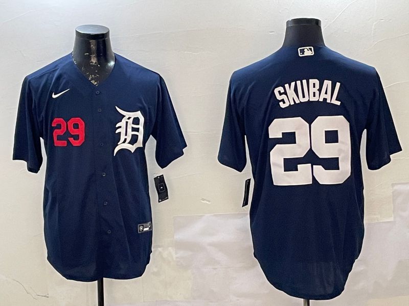 Men Detroit Tigers #29 Skubal Drak Blue Game 2025 Nike MLB Jersey style 2->detroit tigers->MLB Jersey